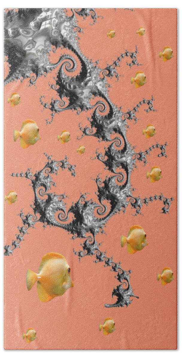 Fractal Bath Towel featuring the mixed media Robotic Angler Version Two by Shelli Fitzpatrick