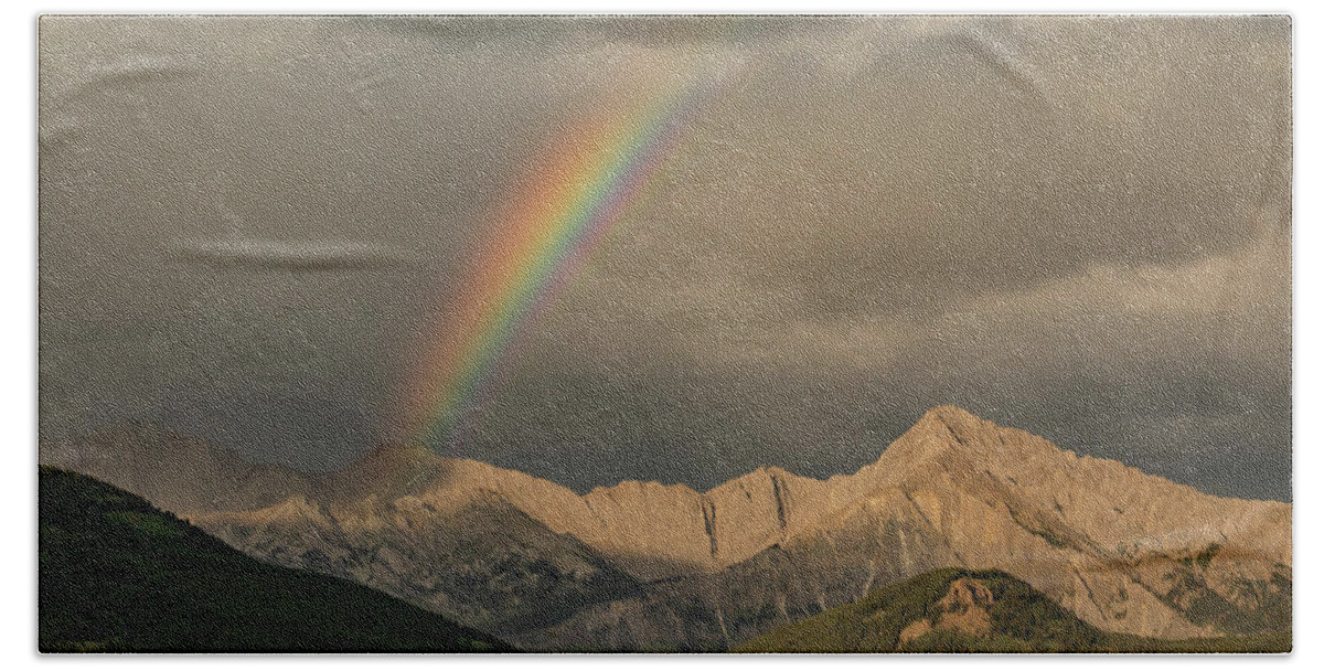 Canada Hand Towel featuring the photograph Rocky Mountain Rainbow by Douglas Wielfaert