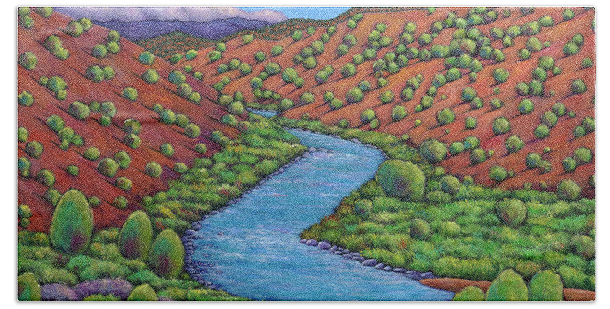 Landscape Hand Towel featuring the painting Rolling Rio Grande by Johnathan Harris