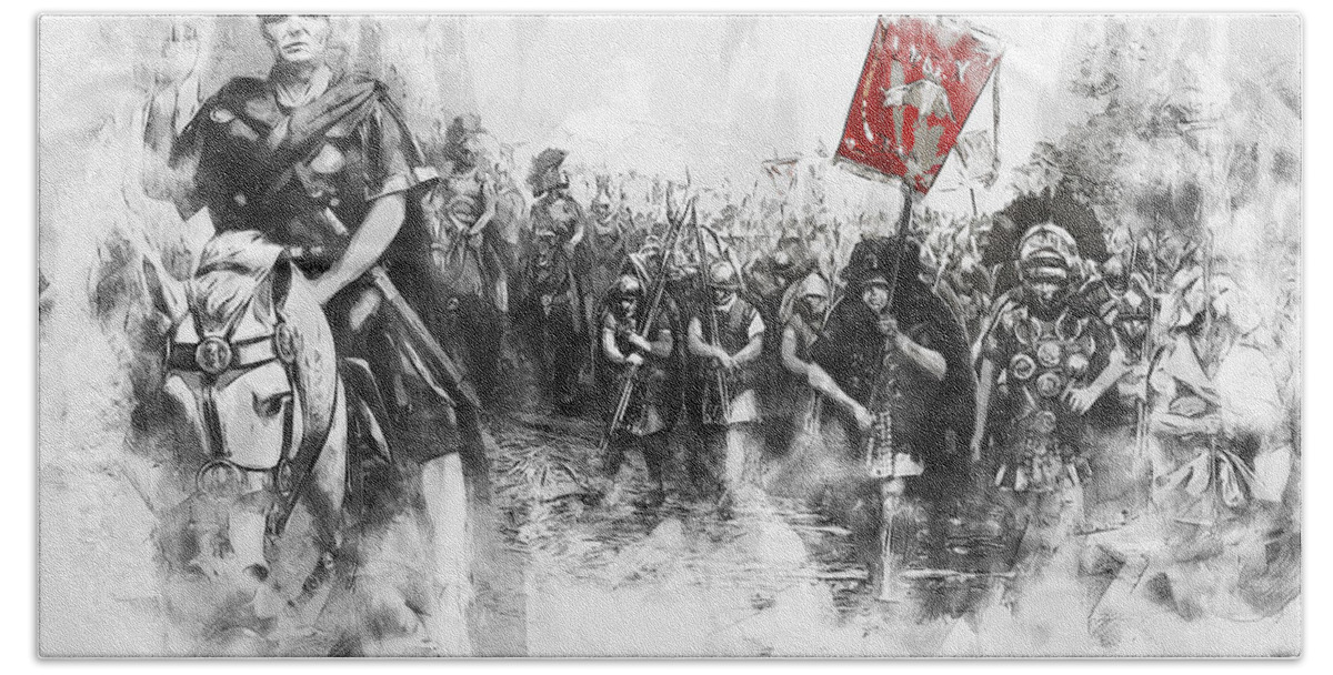 Roman Hand Towel featuring the painting Roman Legion - 43 by AM FineArtPrints