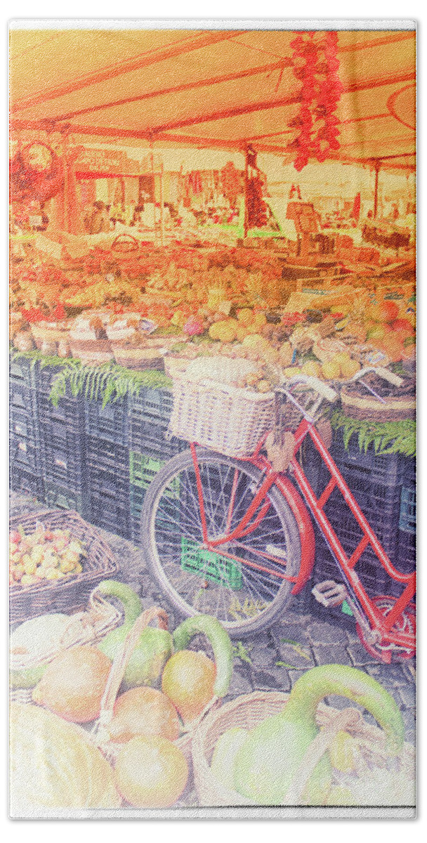 Red Bike Bath Towel featuring the photograph Rome 4 by Becqi Sherman