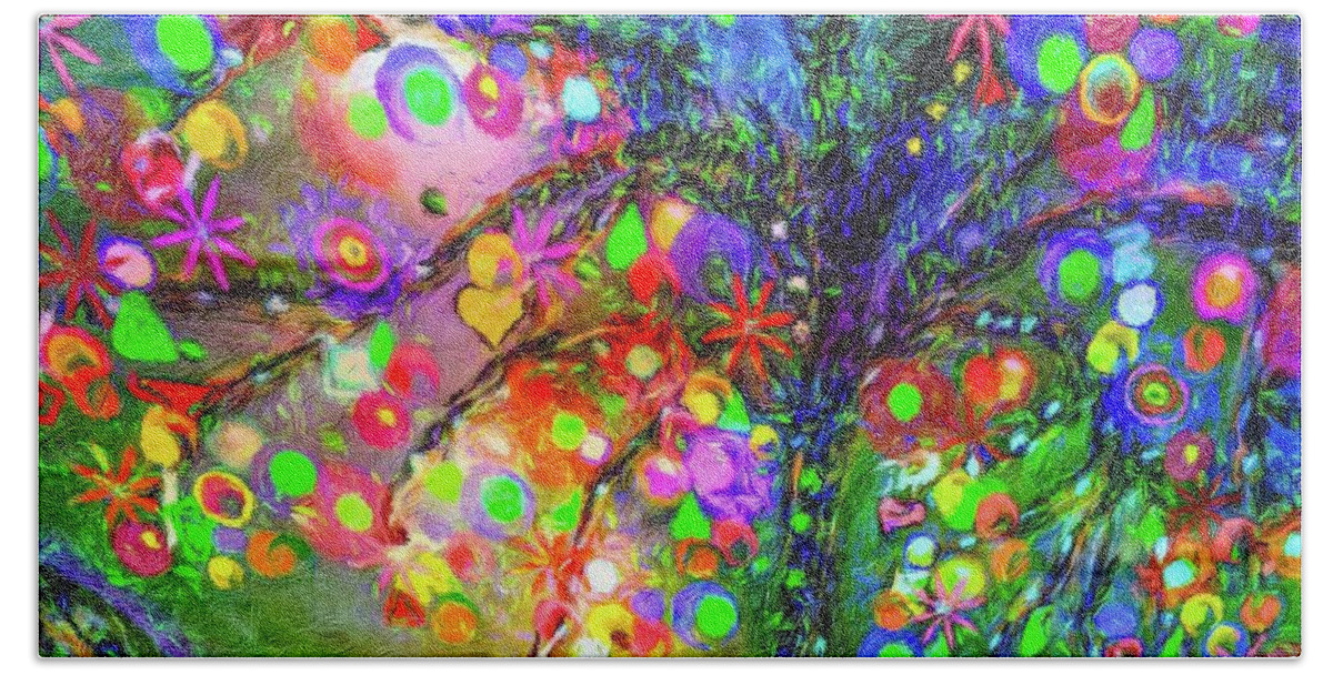 Roots Bath Towel featuring the digital art Roots of Whimsy by Laurie's Intuitive