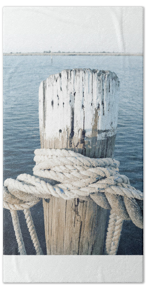 Rope Hand Towel featuring the photograph Rope On Pole I by Susan Bryant