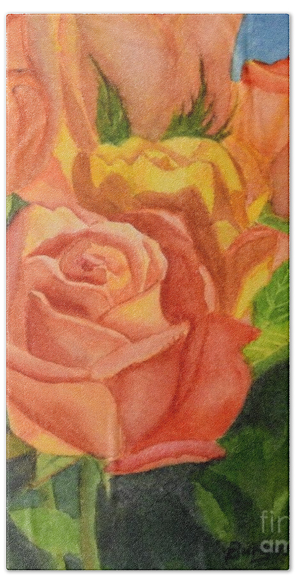 Rose Hand Towel featuring the painting Rose by Petra Burgmann