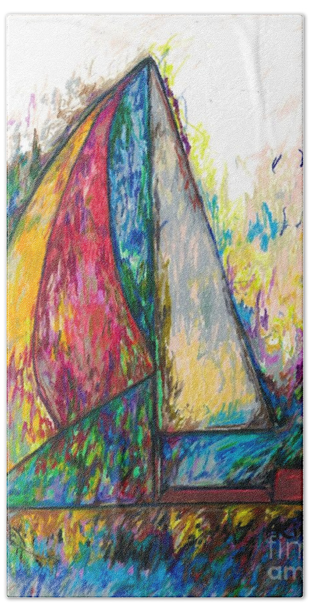 Water Hand Towel featuring the drawing Rough Sailing by Jon Kittleson