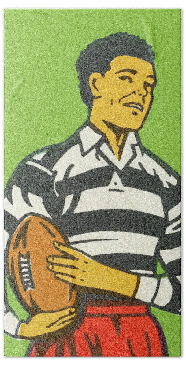 Adult Hand Towel featuring the drawing Rugby Player by CSA Images