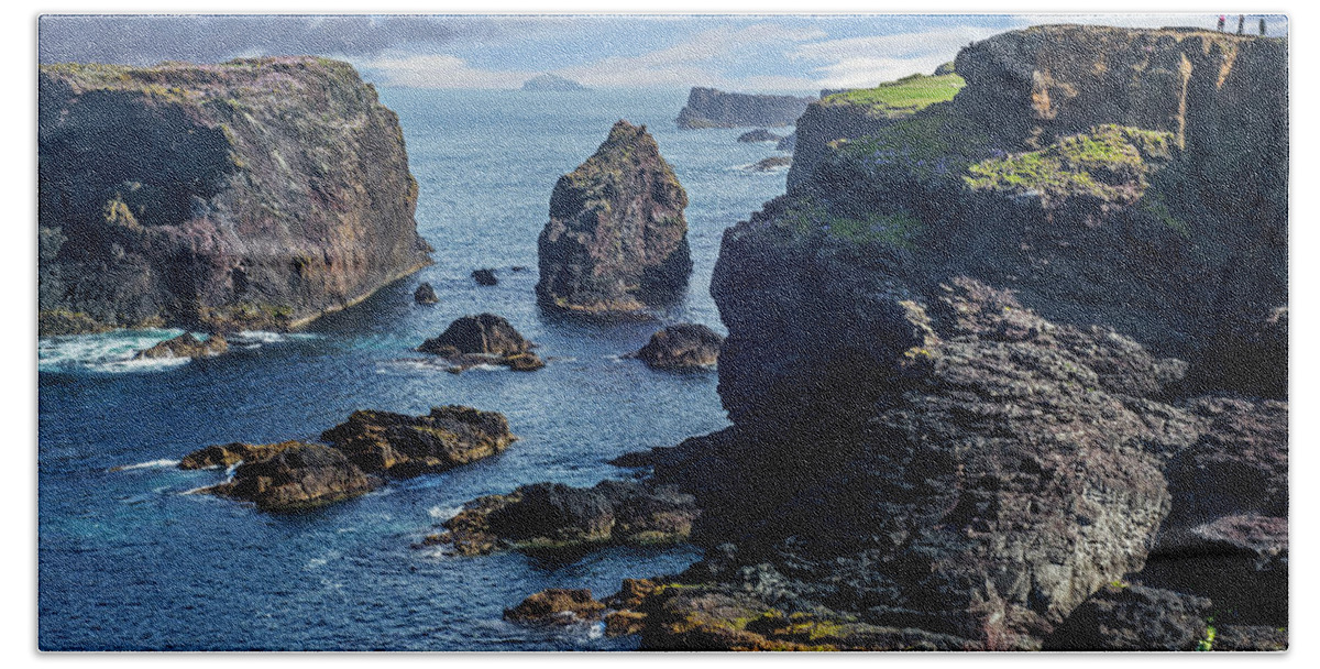 Sea Bath Towel featuring the photograph Rugged Scottish Coast, Shetland by Arterra Picture Library