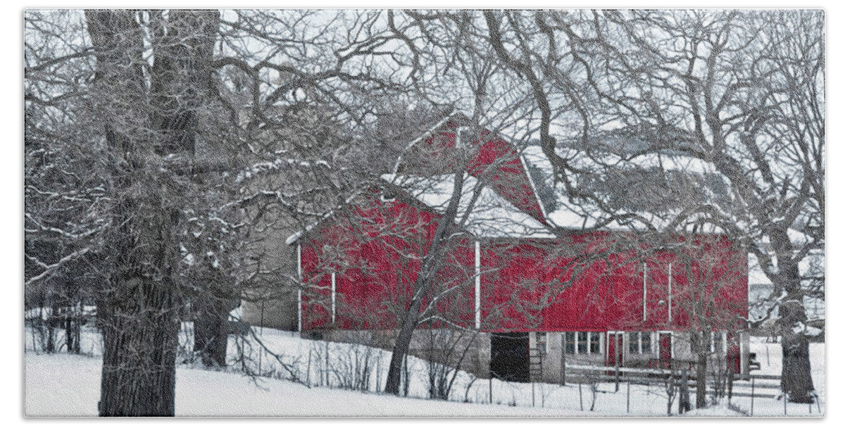 Red Barn Hand Towel featuring the photograph Rural Red Barn by Billy Knight