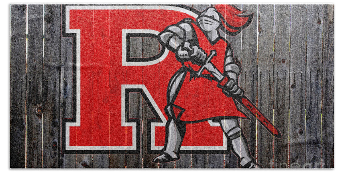 Rutgers Hand Towel featuring the digital art Rutgers Scarlet Knights by Steven Parker