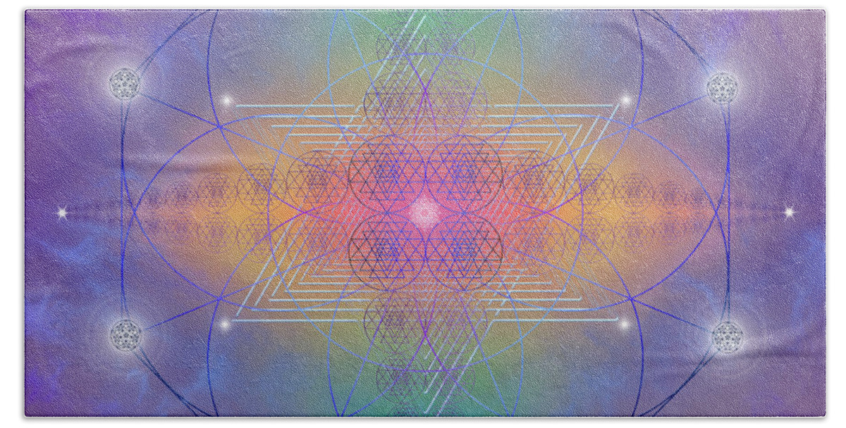 Endre Bath Towel featuring the digital art Sacred Geometry 759 by Endre Balogh