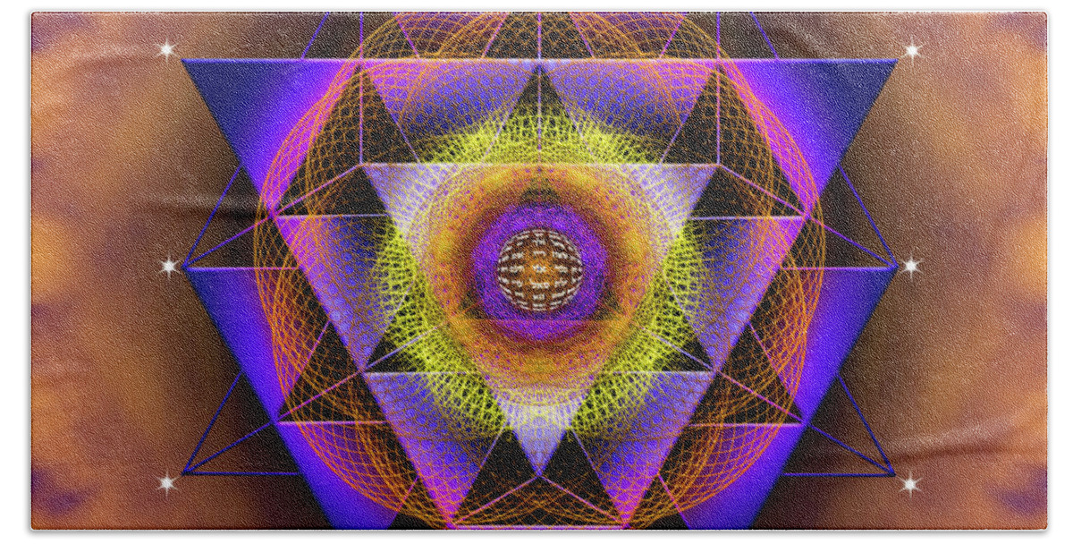 Endre Bath Towel featuring the digital art Sacred Geometry 776 by Endre Balogh