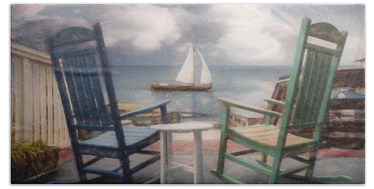 Boats Bath Towel featuring the photograph Sail On Painting by Debra and Dave Vanderlaan
