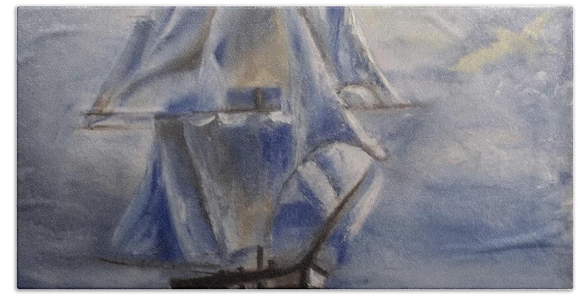 Ship Hand Towel featuring the painting Sail the Seas by Stephen King