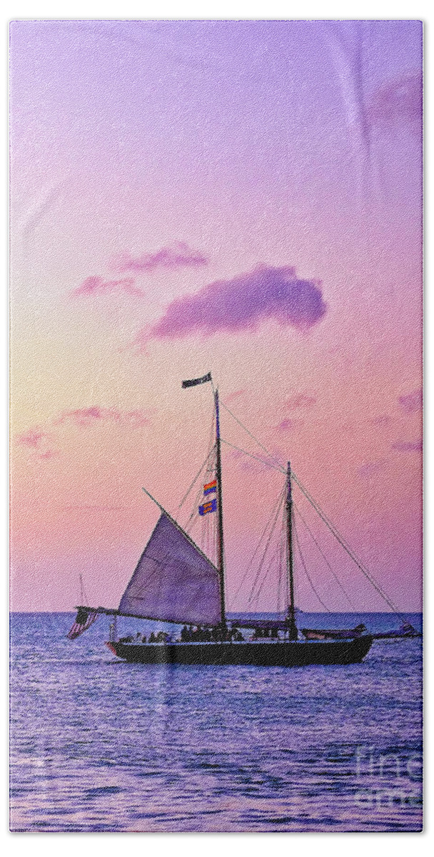 Afterglow Bath Towel featuring the photograph Sailboat in Keywest by Bill Frische