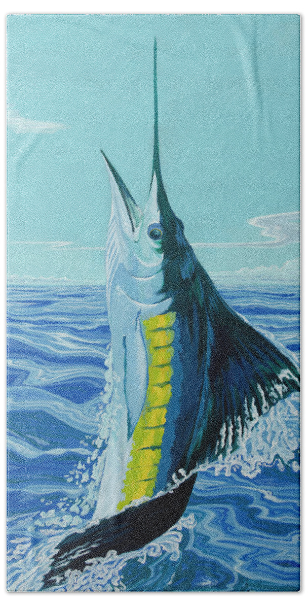 Sailfish Hand Towel featuring the painting Sailfish by John Gibbs