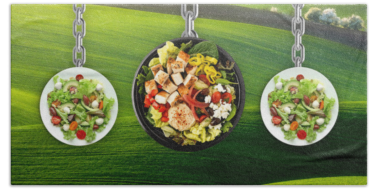 Salad Bath Towel featuring the mixed media Salad For Lunch by Marvin Blaine