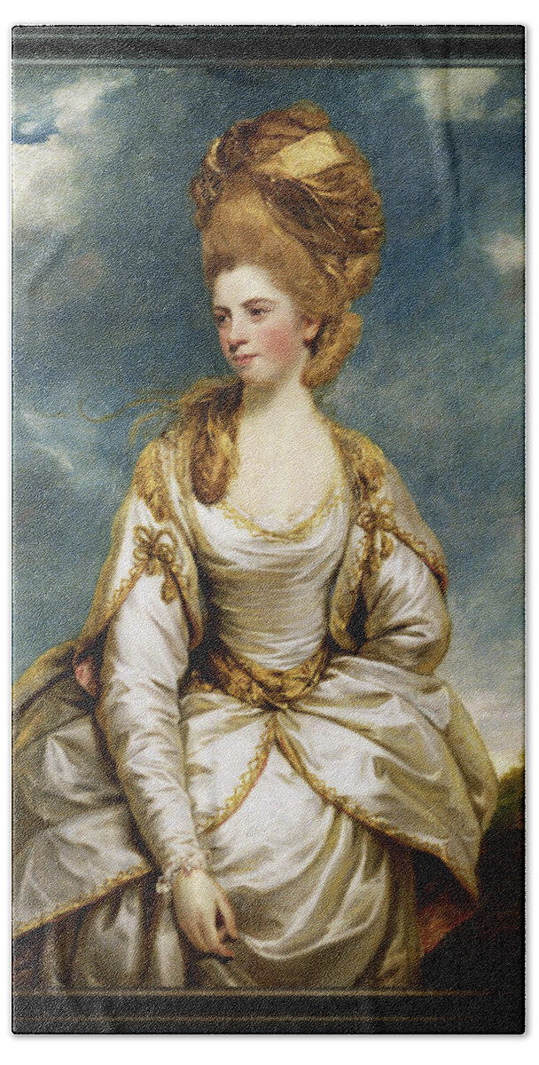 Sarah Campbell Bath Towel featuring the painting Sarah Campbell by Joshua Reynolds by Rolando Burbon