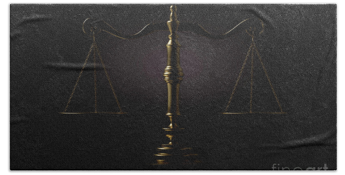 Scale Bath Towel featuring the digital art Scales Of Justice Dramatic by Allan Swart