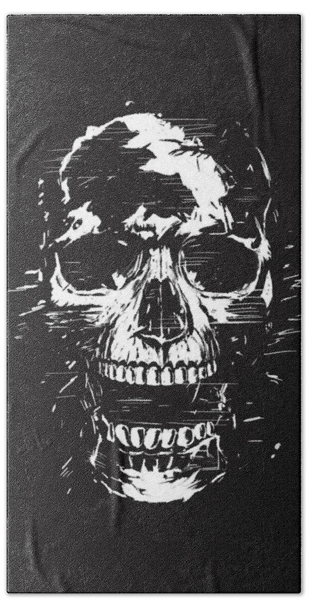 Skull Hand Towel featuring the mixed media Scream II by Balazs Solti