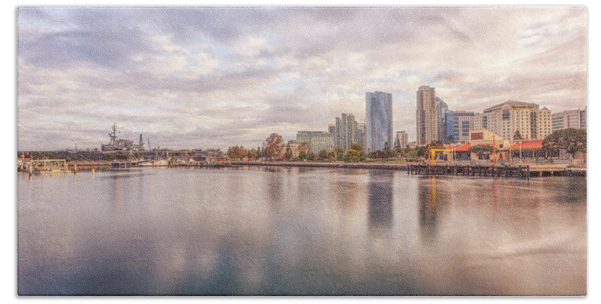San Diego Bath Towel featuring the photograph Calm In October San Diego Harbor by Joseph S Giacalone