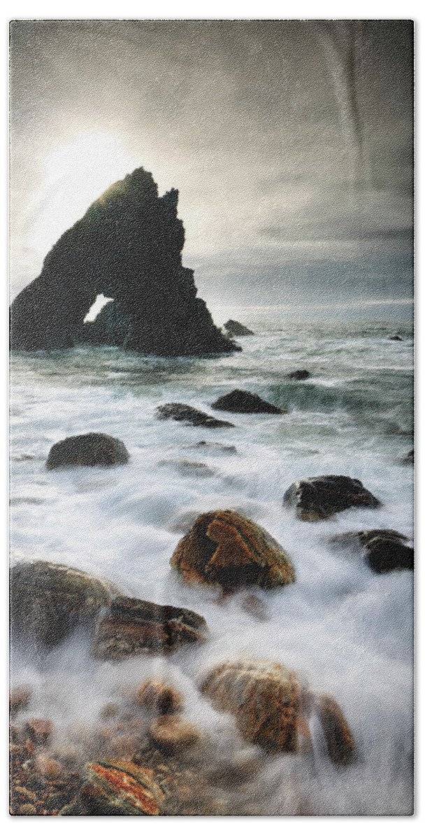 Estock Bath Towel featuring the digital art Sea Stack, Donegal, Ireland by Maurizio Rellini