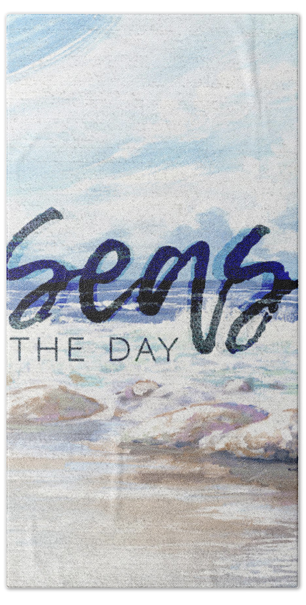 Seas Hand Towel featuring the painting Seas The Day by Kingsley