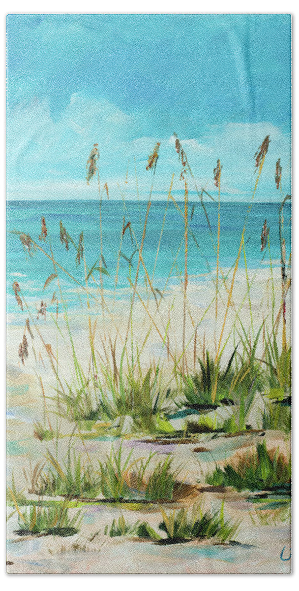 Seaside Hand Towel featuring the painting Seaside I by South Social D