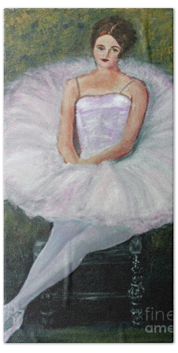 Impressionism Bath Towel featuring the painting Seated Ballerina by Lyric Lucas