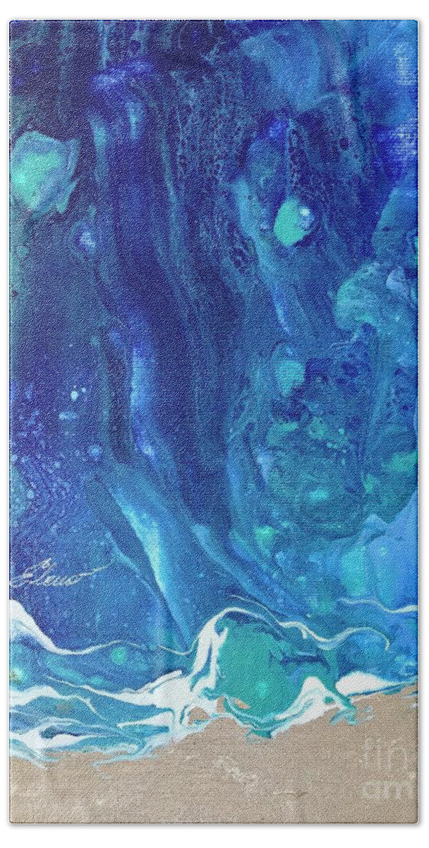 Ocean Bath Towel featuring the painting Secrets of the sea by Monica Elena