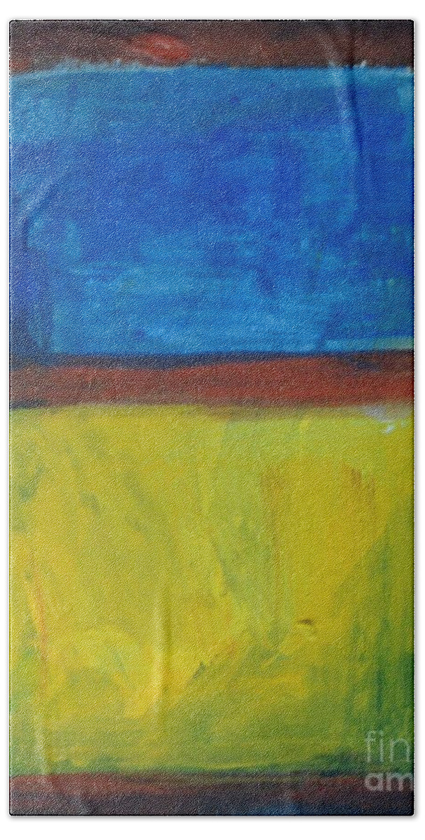 Abstract Bath Towel featuring the painting September Field Morning - by Vesna Antic by Vesna Antic