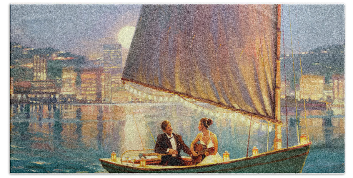Romance Hand Towel featuring the painting Serenade by Steve Henderson