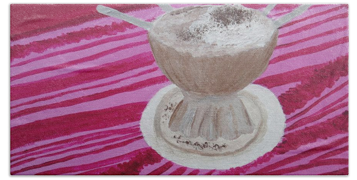  Bath Towel featuring the painting Serendipity Frozen Hot Chocolate #1 by C E Dill