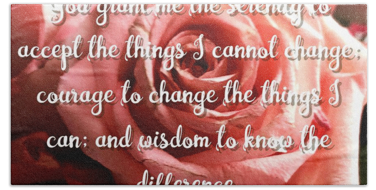 Roses Bath Towel featuring the mixed media Serenity Prayer II by MaryLee Parker