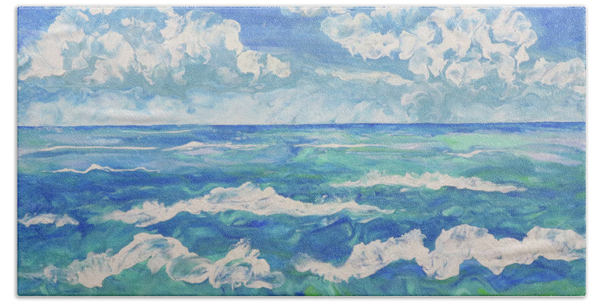 Sea Hand Towel featuring the painting Serenity Sea by Frances Miller