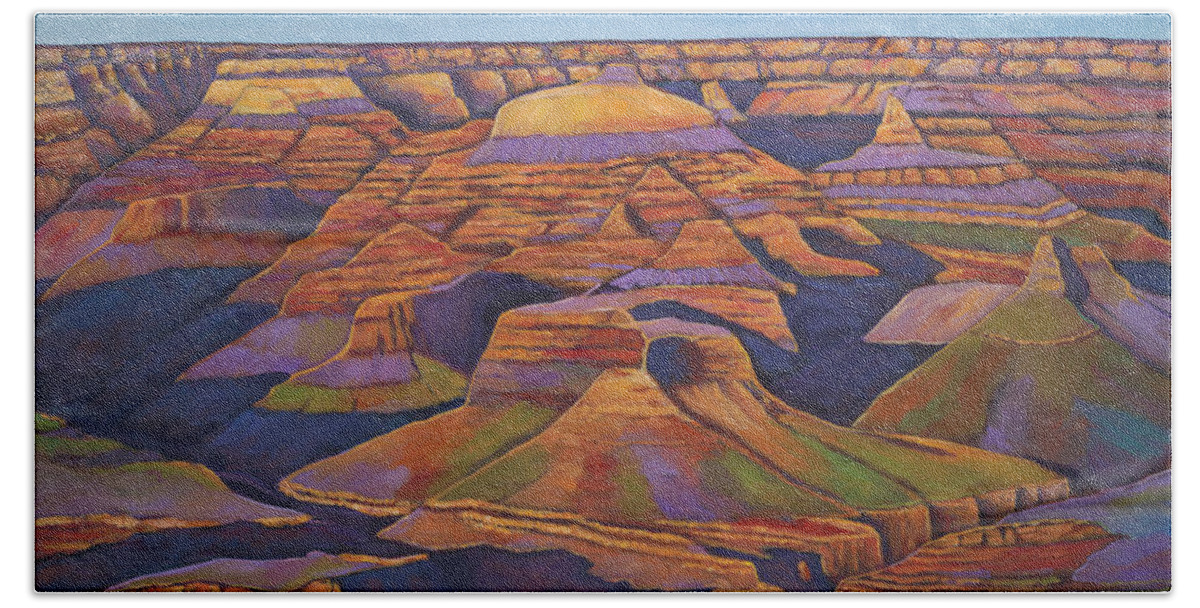 Grand Canyon Hand Towel featuring the painting Shadows and Breezes by Johnathan Harris