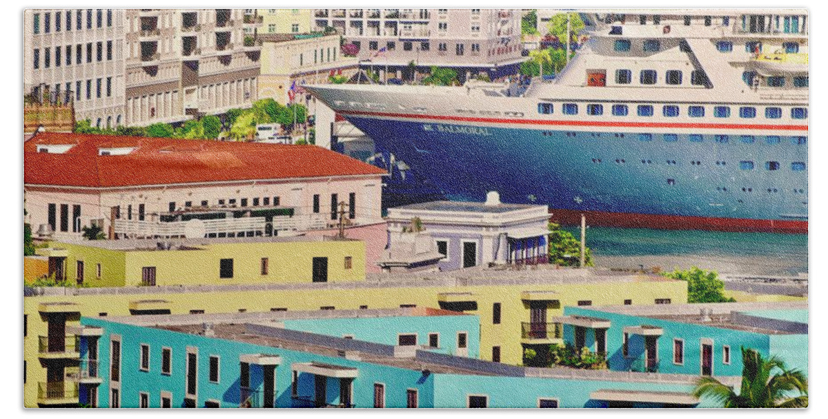 Puerto Rico Hand Towel featuring the photograph Ship Parking Only by Debra Grace Addison