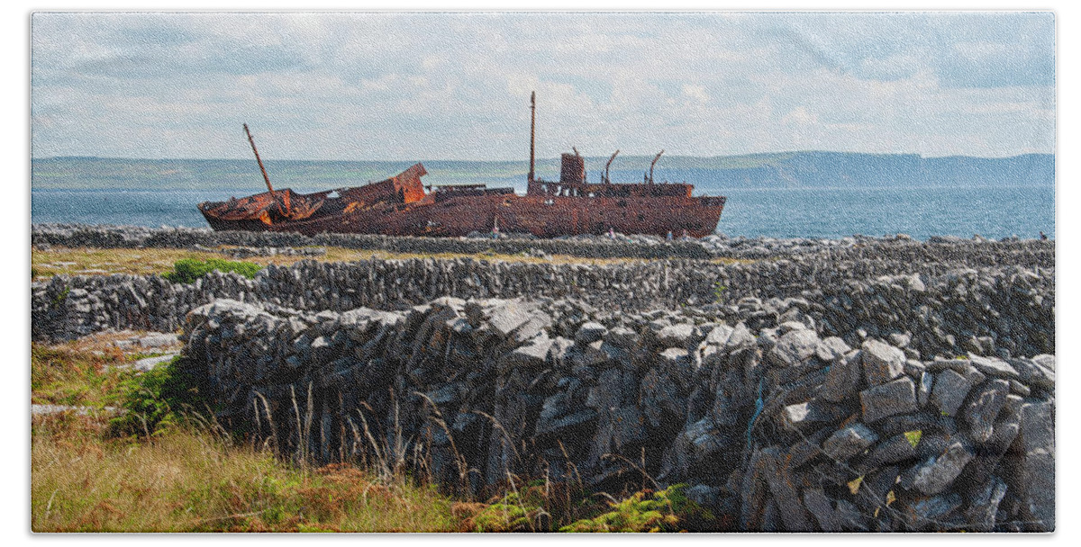 Shipwreck Bath Towel featuring the photograph Shipwreck on Inisheer by Rob Hemphill