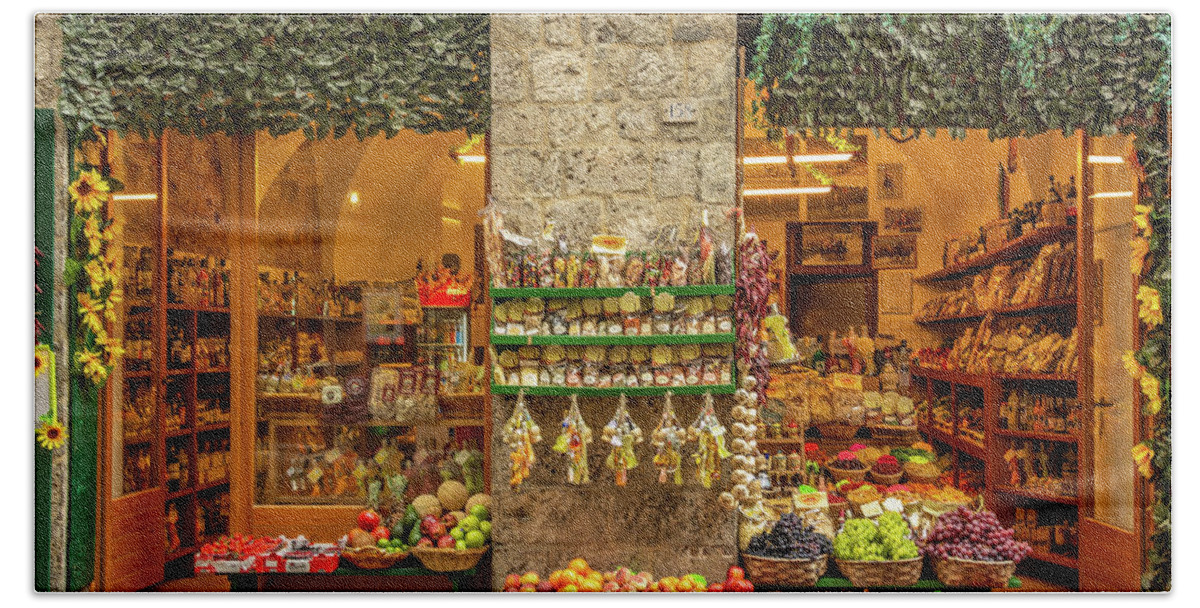 Siena Hand Towel featuring the photograph Siena Market by Marcy Wielfaert