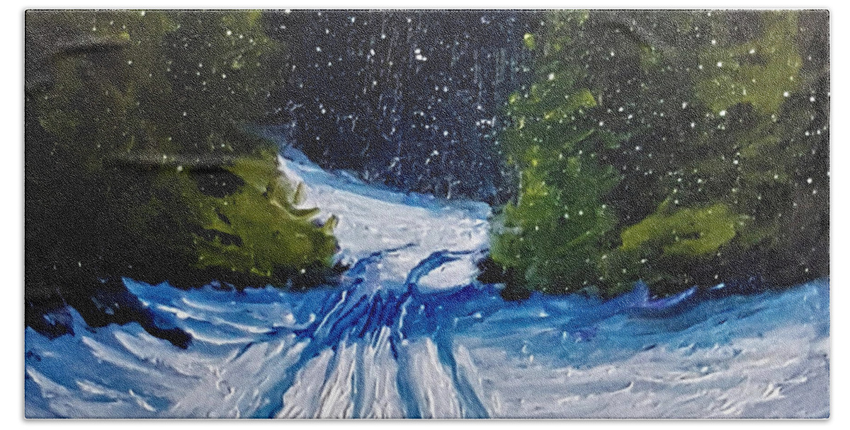 Winter Landscape Hand Towel featuring the painting Silent Night by Fred Wilson