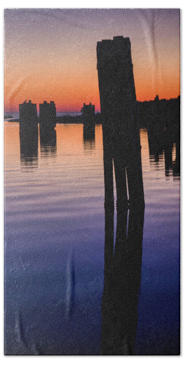 Pilings Hand Towel featuring the photograph Silver Lake Sunset 2010-10 20 by Jim Dollar