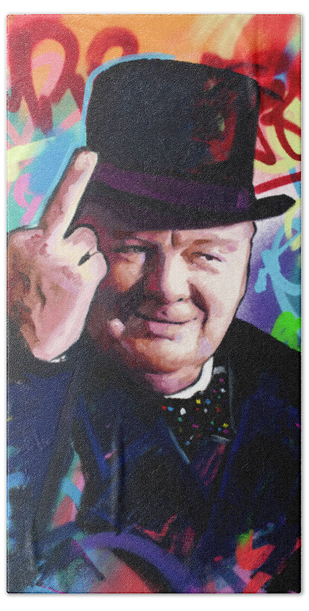 Winston Churchill Hand Towel featuring the painting Sir Winston Churchill II by Richard Day