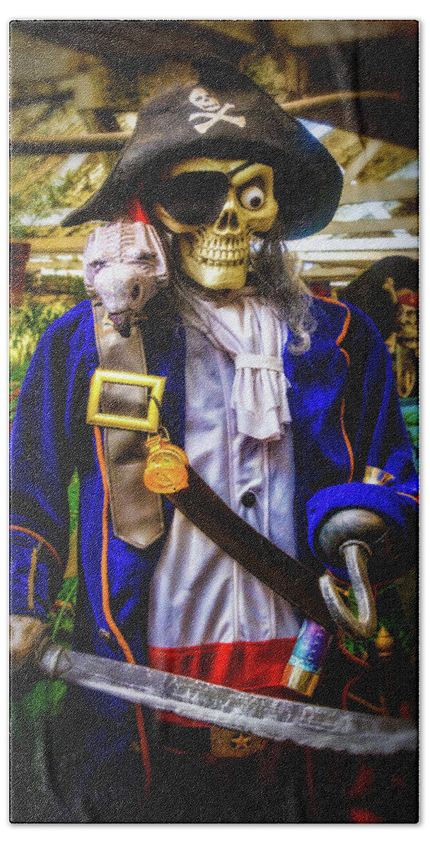 Skeleton Bath Towel featuring the photograph Skeleton Pirate by Garry Gay