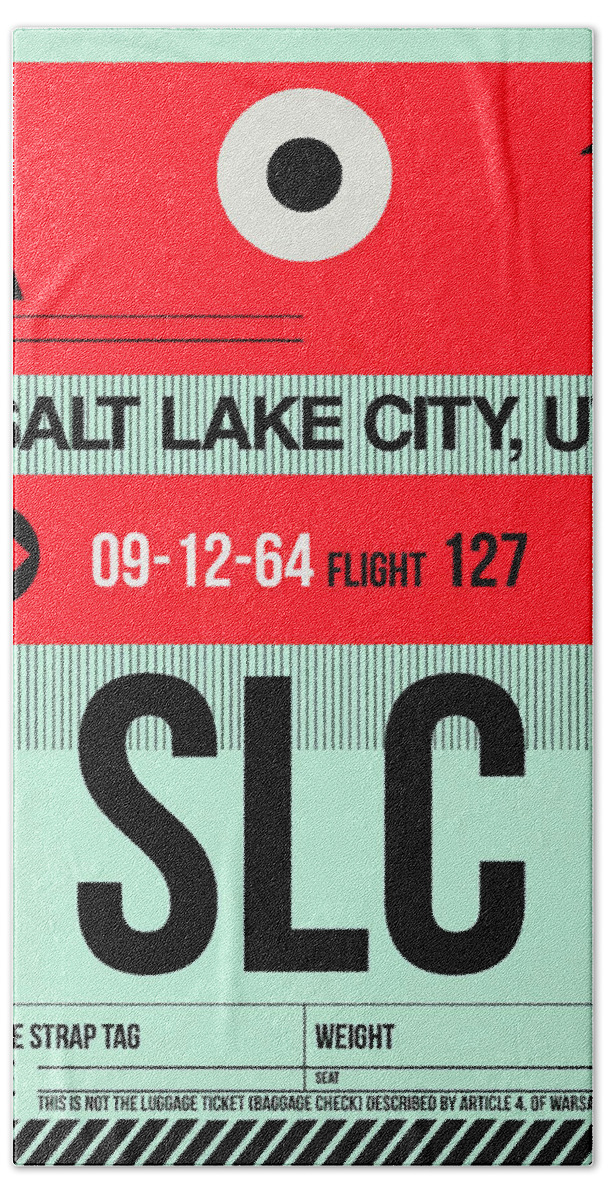 Vacation Hand Towel featuring the digital art SLC Salt Lake City Luggage Tag I by Naxart Studio