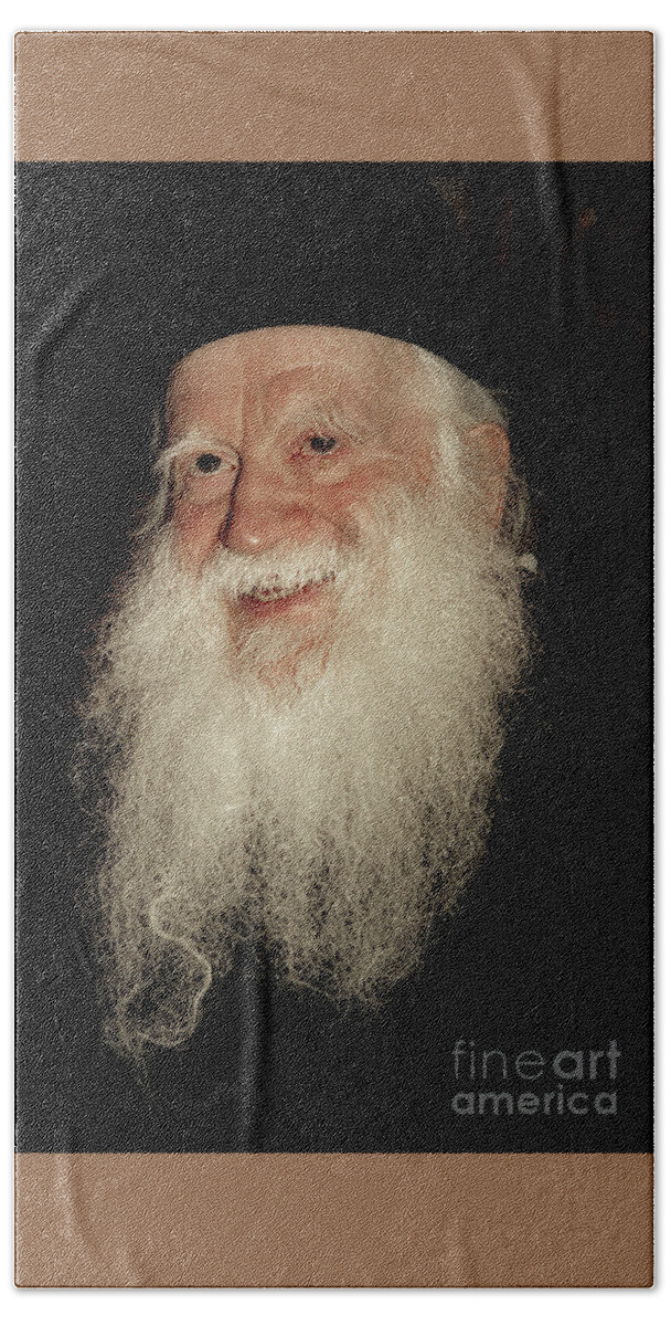 Segal Bath Towel featuring the photograph Smiling Study of Rabbi Yehuda Zev Segal - Doc Braham - All Rights Reserved by Doc Braham
