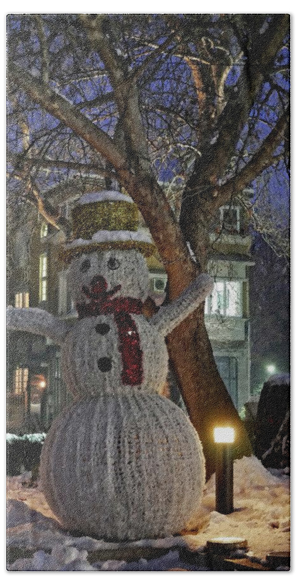Decoration Bath Towel featuring the photograph Snowman in Plovdiv, Bulgaria by Martin Smith