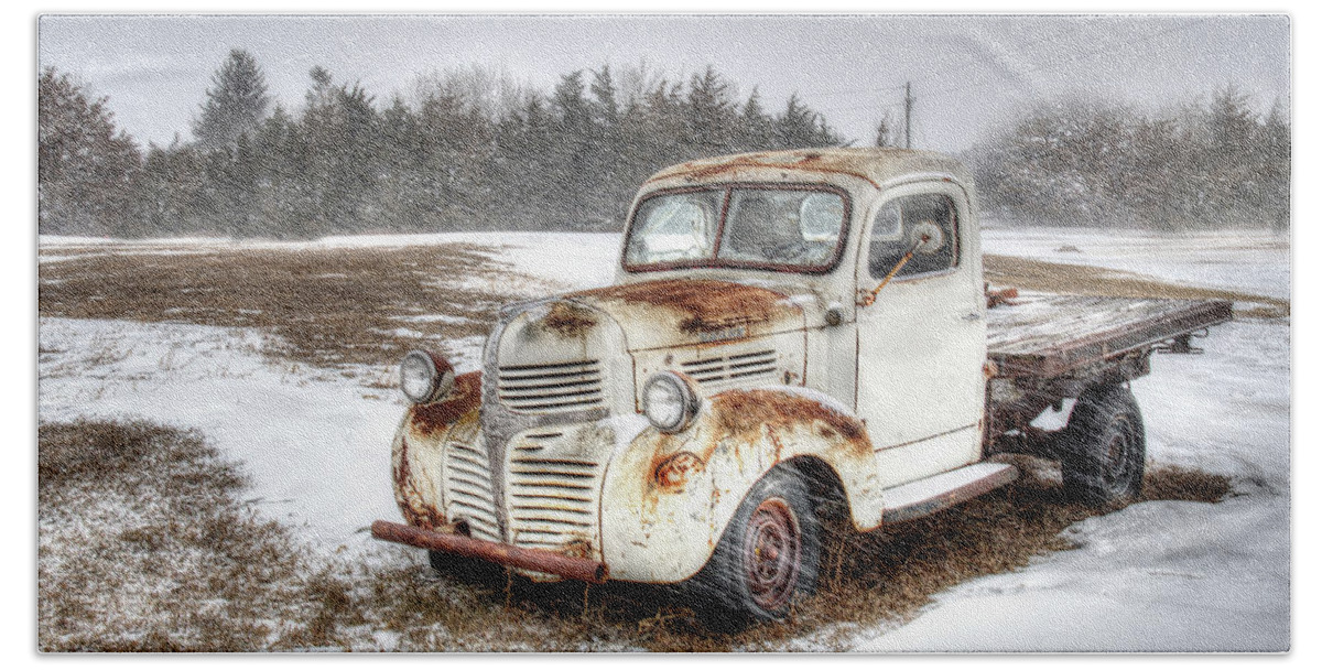 Dodge Hand Towel featuring the photograph Snowstorm Dodge - 1 by Jeffrey Schulz