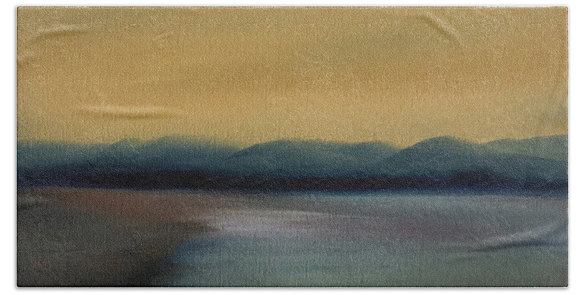 Landscape Bath Towel featuring the painting Somber Day by Michelle Abrams