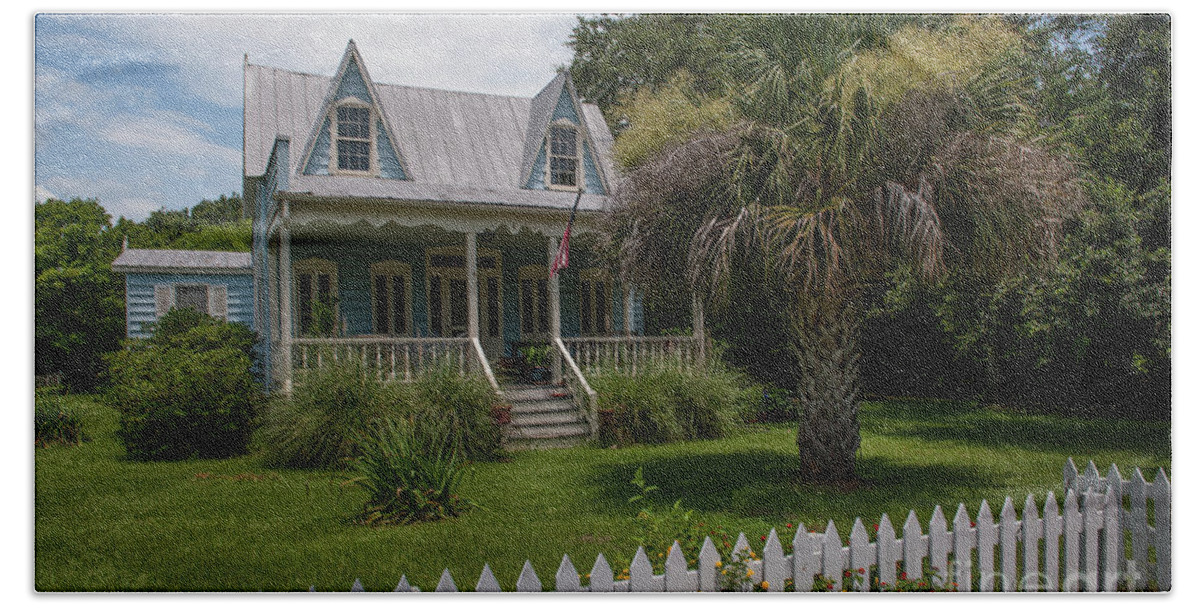 Cottage Bath Towel featuring the photograph Southern Coastal Tin Roof Cottage by Dale Powell