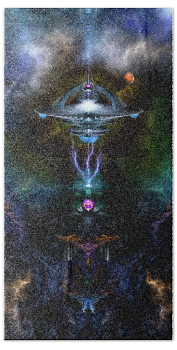 Space Station Bath Towel featuring the digital art Space Station Ansarious by Rolando Burbon