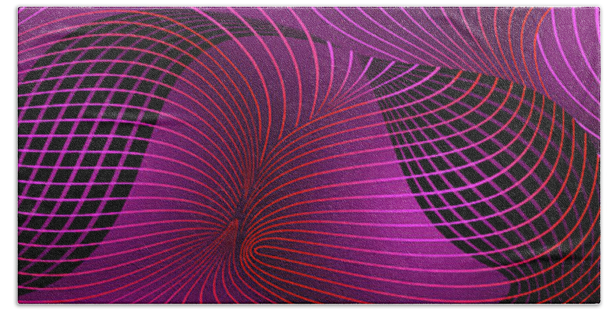 Spacetime Bath Towel featuring the painting Space-time No-1, Pink by David Arrigoni